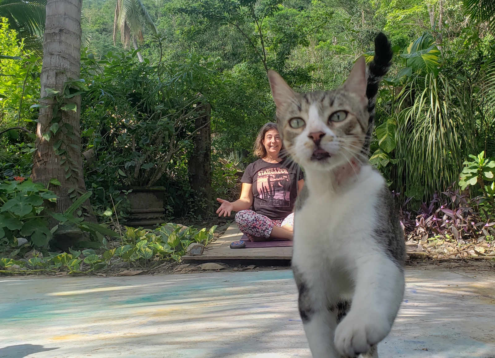 Karen-in-lotus-position-Star-at-camera